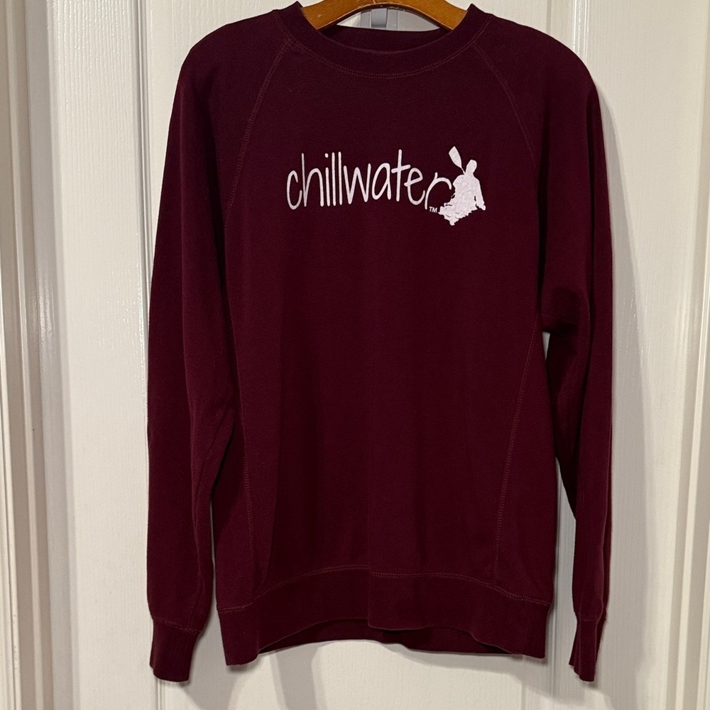 Chillwater Classic Kayak Maroon and White Unisex Sweatshirt No Size Tag EUC